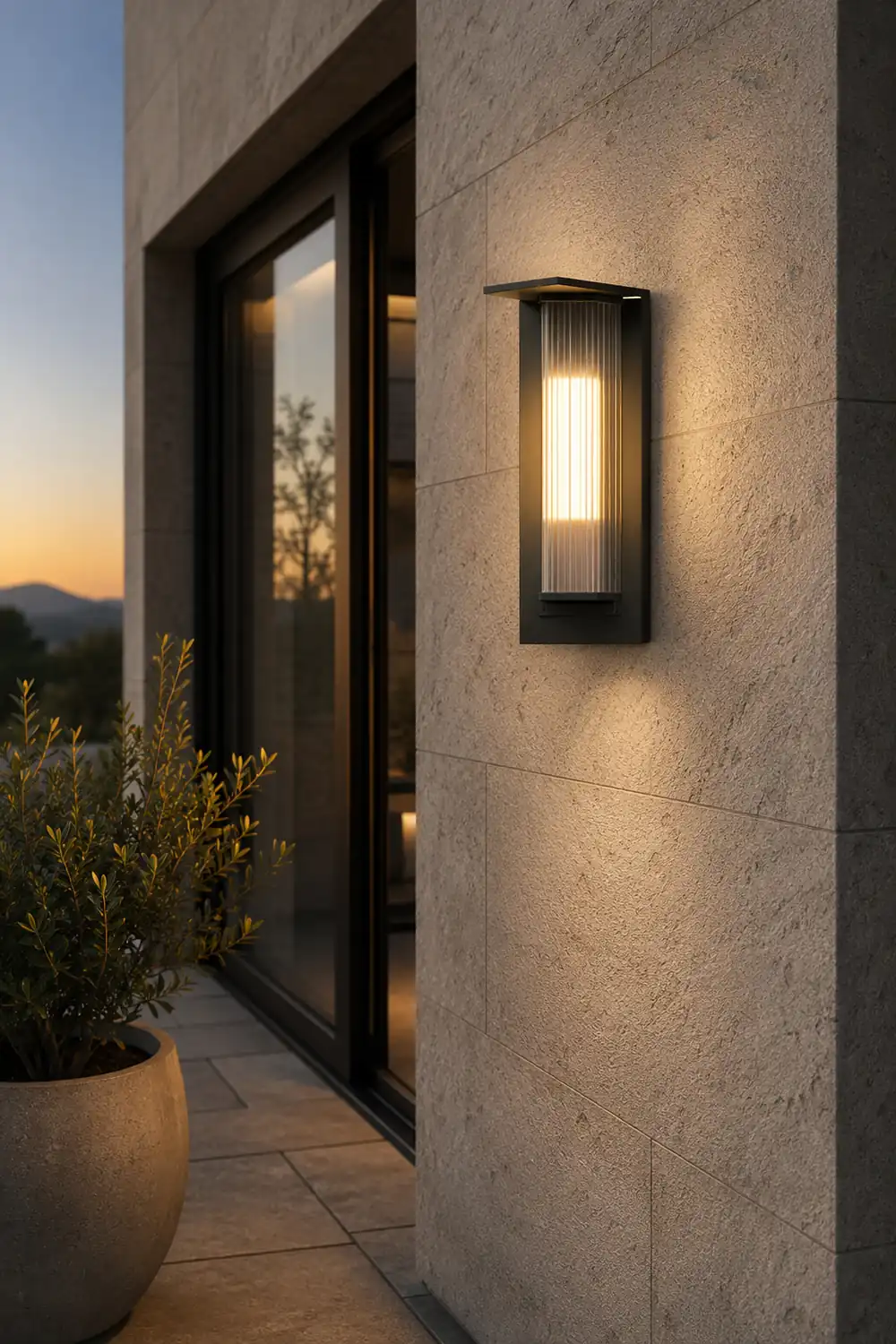 Orr Modern Rectangular Acrylic Outdoor Wall Lamp, Black/Transparent - Lumpaz