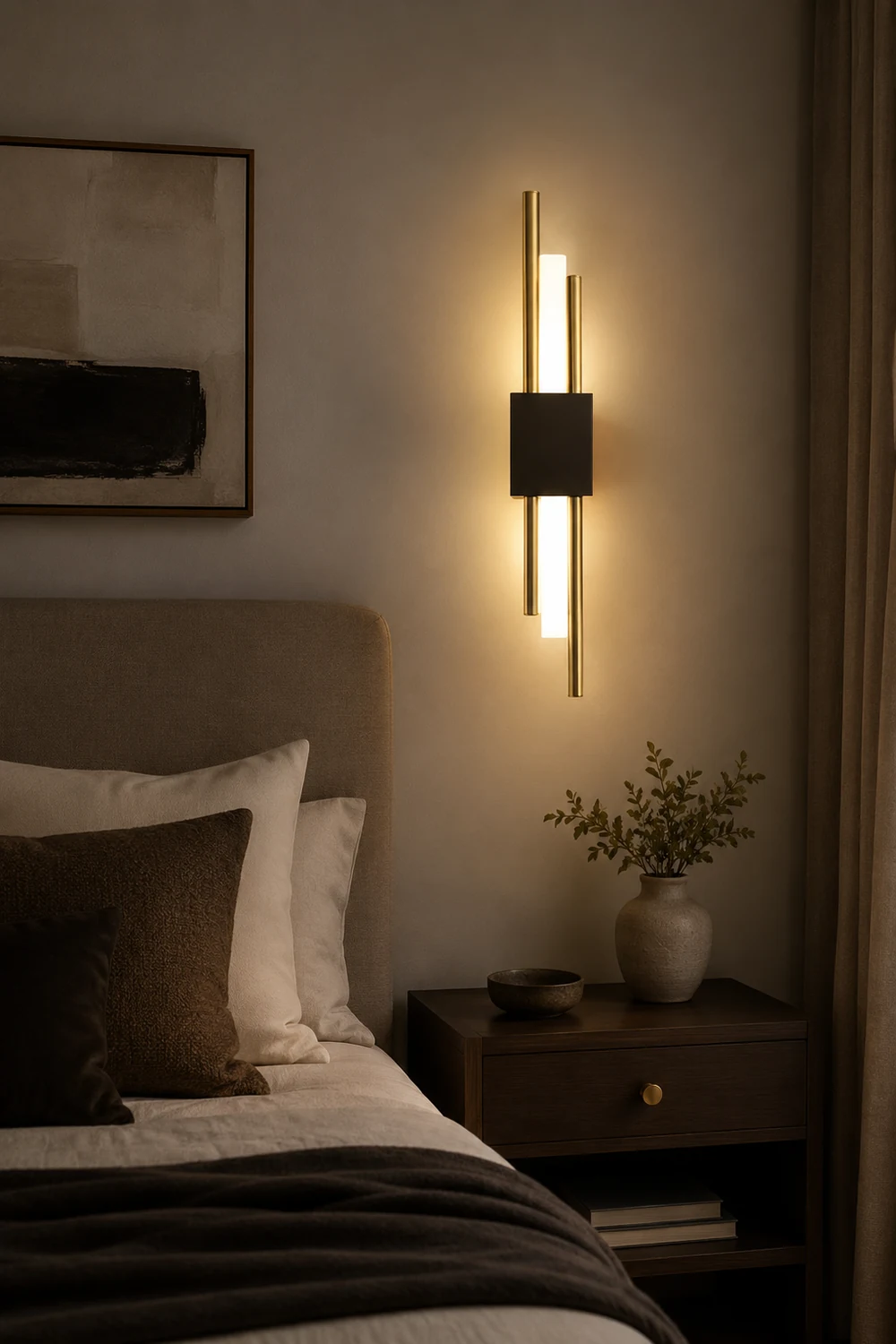 Alana Modern Bar Metal/Acrylic LED Wall Lamp Black/Gold Bedroom - Lumpaz