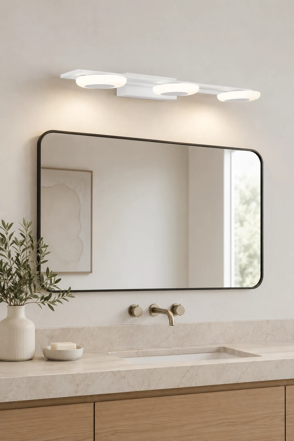 Leigh Modern Square Metal/Acrylic Wall Lamp, White, Bathroom - Lumpaz