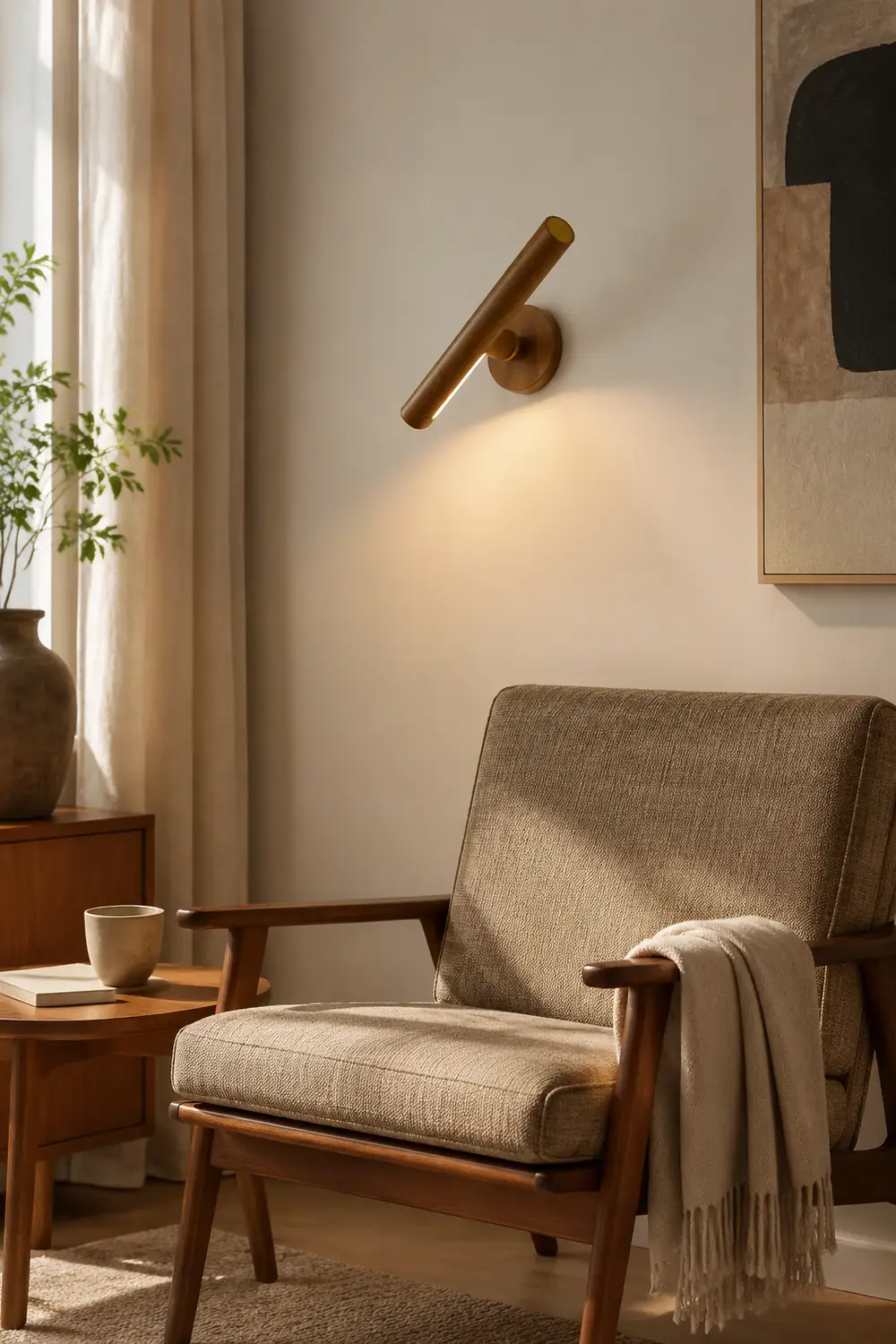 Ozawa Wooden Metal Rotatable/Removable Mounted Wall Lamp, Wood - Lumpaz