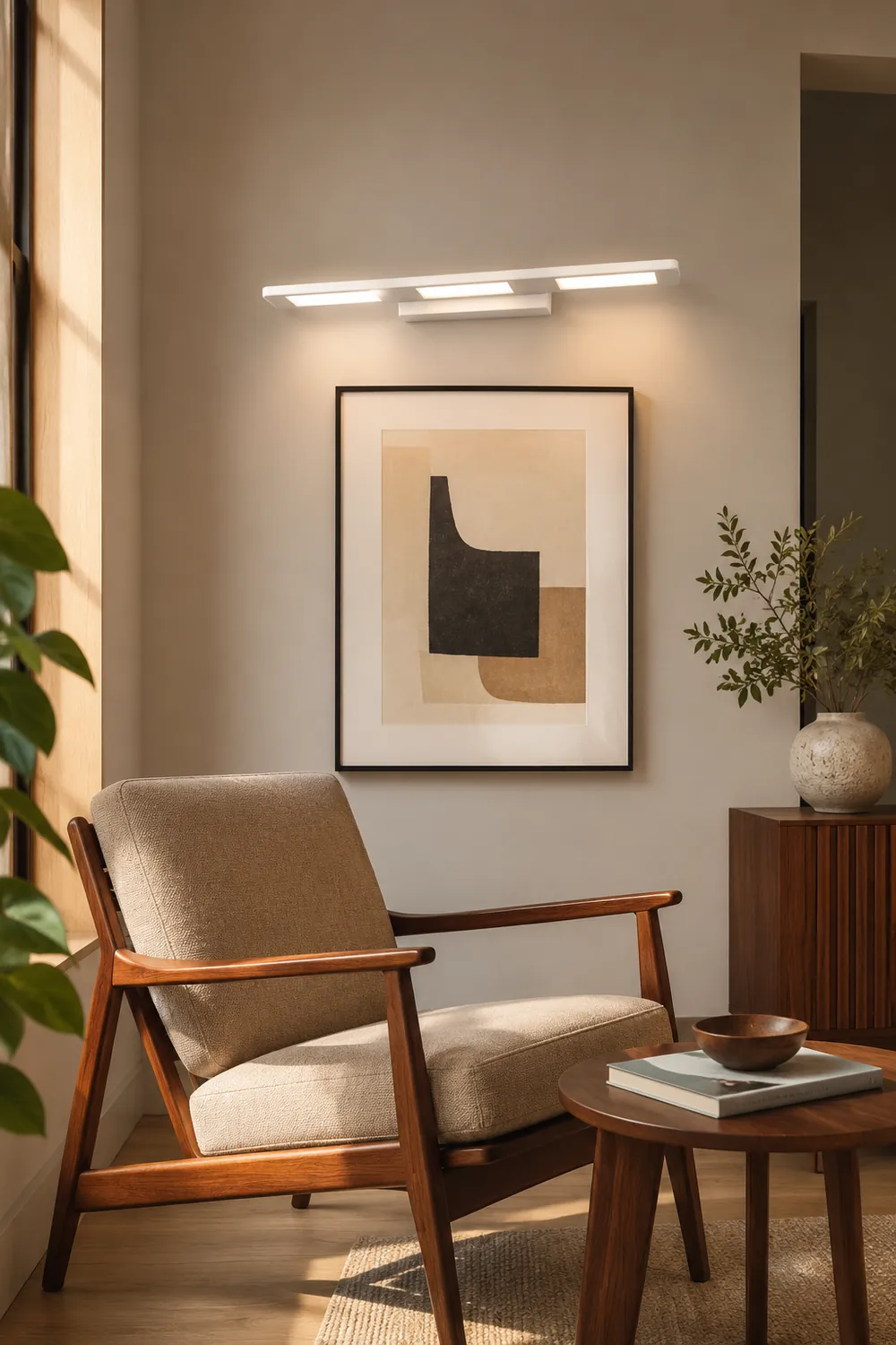Leigh Modern Rectangular Metal/Acrylic Wall Lamp, White, Bathroom - Lumpaz