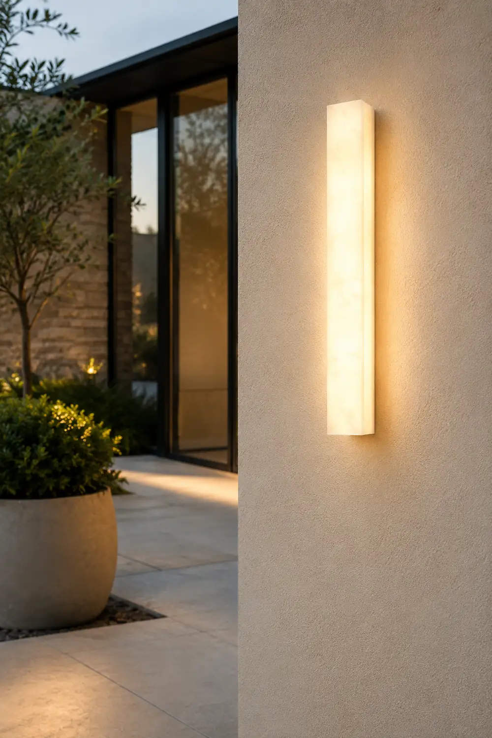 Edge Modern Rectangular Resin Outdoor Wall Lamp, White - Lumpaz