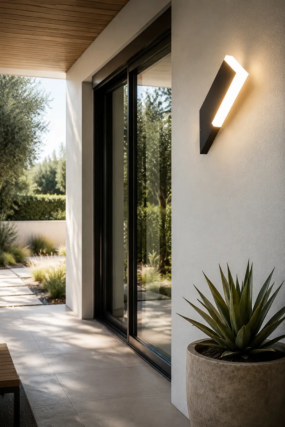Orr Modern Geometric Acrylic Outdoor Wall Lamp, Black - Lumpaz