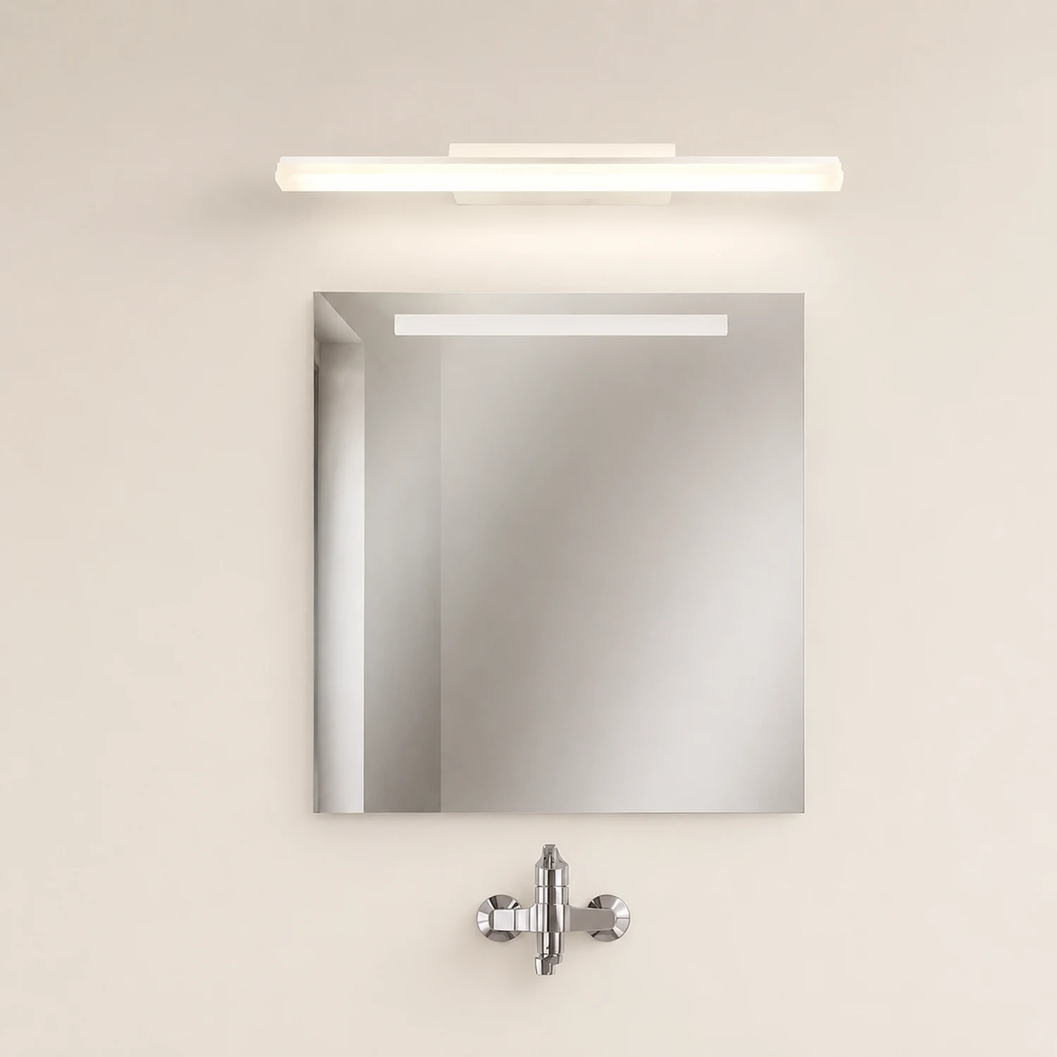 Leigh Minimalist Linear Metal/Acrylic Wall Lamp, White, Bathroom - Lumpaz