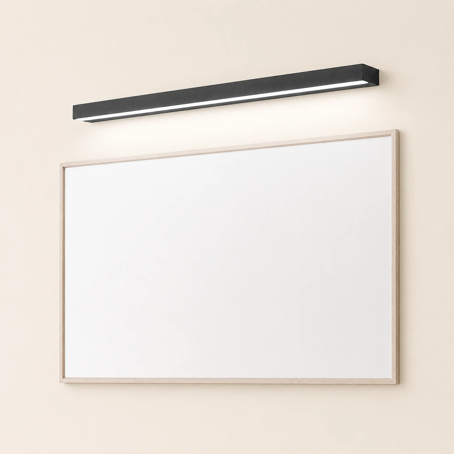 Edge Modern Rectangular Linear Mirror Front Wall Lamp, Metal, Black - Lumpaz