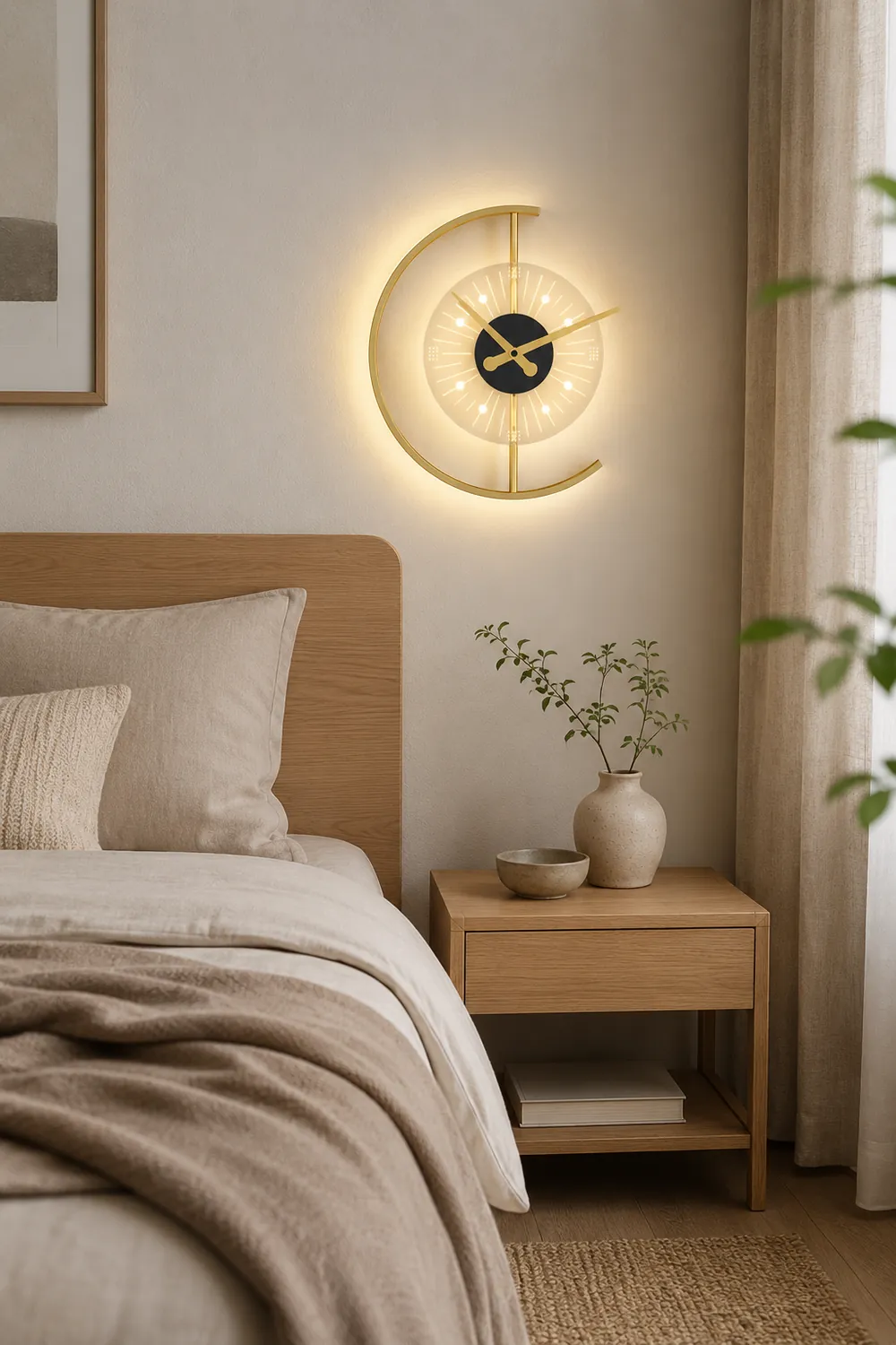 Nielsen Modern Clock Metal/Acrylic LED Wall Lamp, Black/Gold - Lumpaz