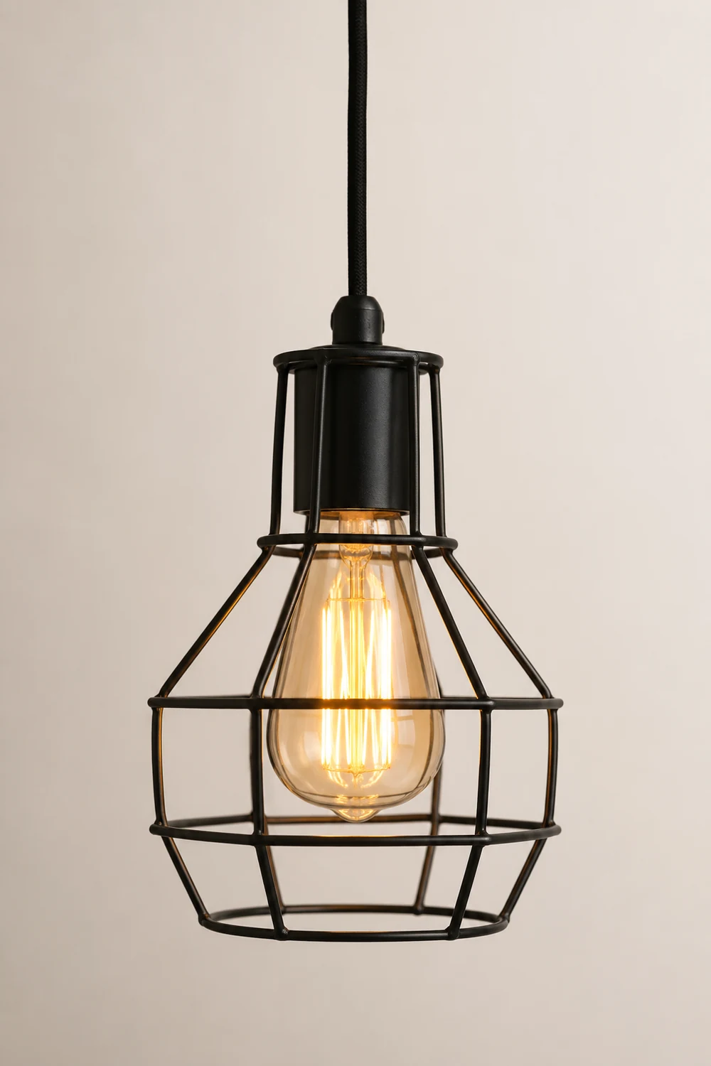 Alessio Industrial Caged Metal Pendant Light, 5/8 Heads, Black - Lumpaz