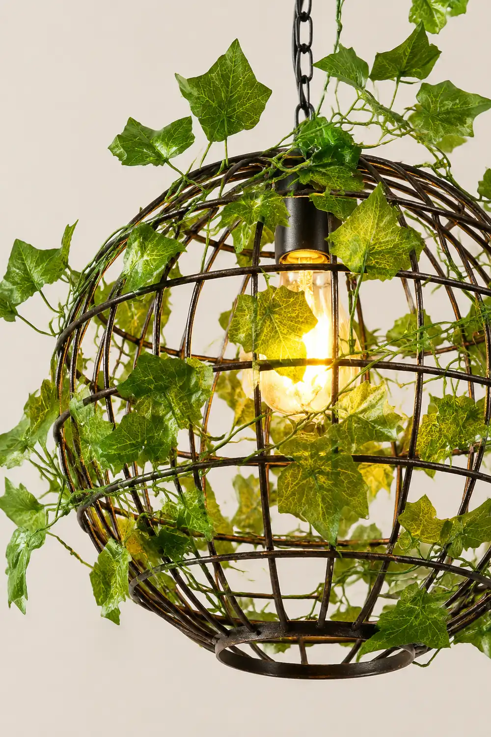 Nest Rustic Plant Art Deco Globe Vine Pendant Light Green Dining Room - Lumpaz