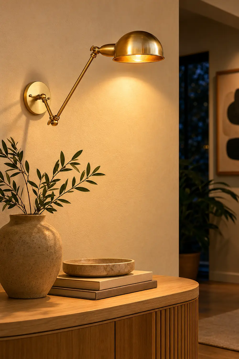 Brady Vintage Semi-sphere Metal Swing Arm Foldable Wall Lamp, Bronze - Lumpaz