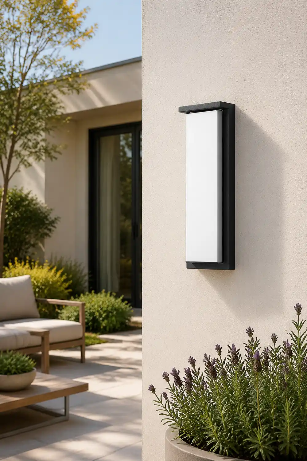 Orr Modern Minimalist Rectangular Metal Outdoor Wall Lamp, Black - Lumpaz