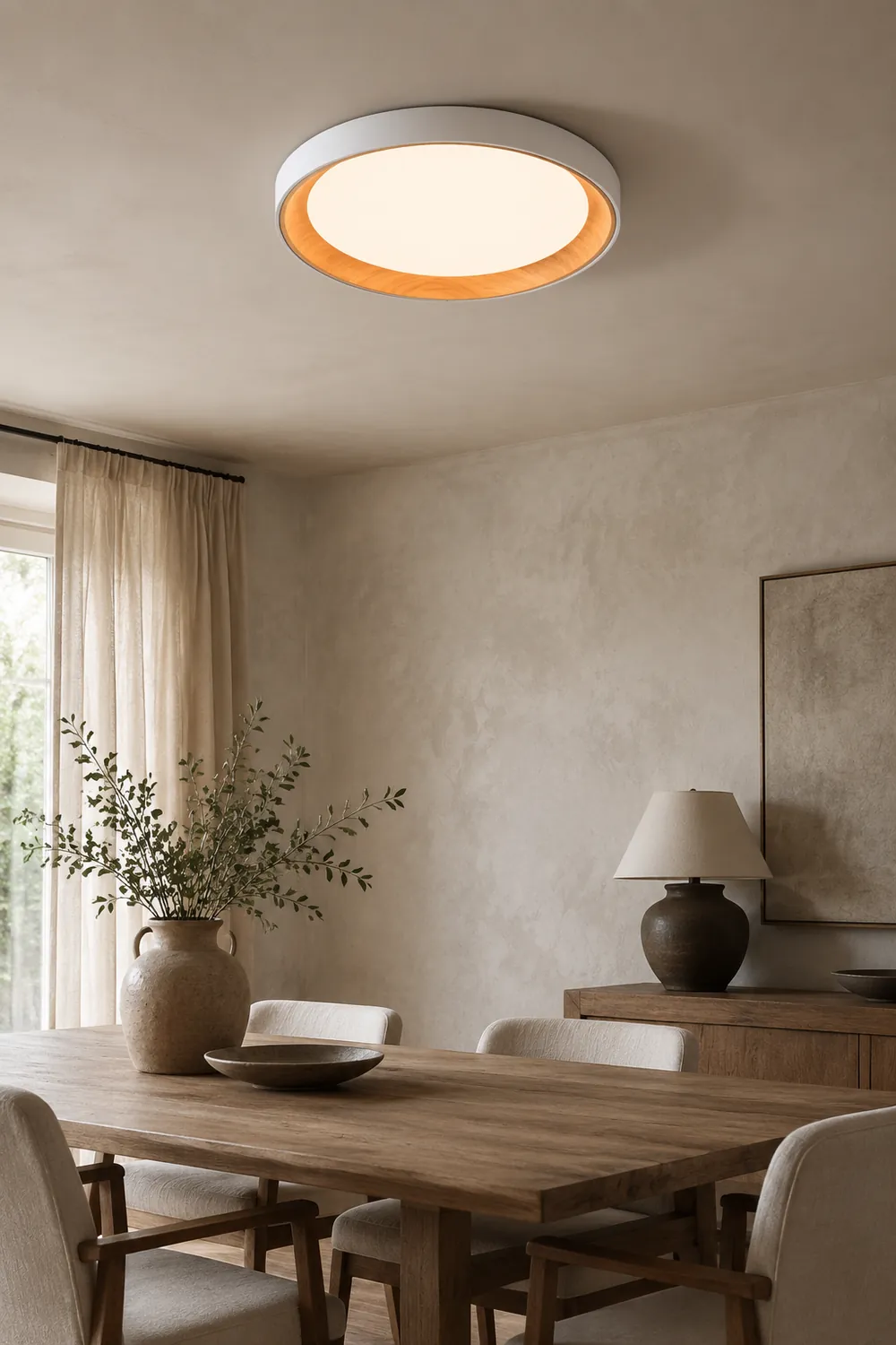 Quinn Modern LED Flush Mount Lighting White Wood/Acrylic Kitchen - Lumpaz