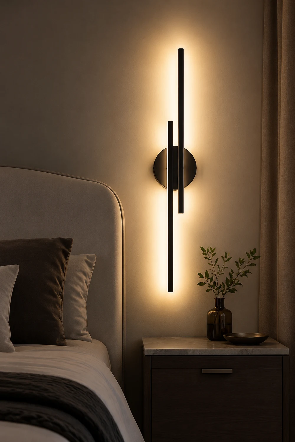Alana Modern Nordic Disc/Linear Metal LED Wall Lamp, Black/White - Lumpaz