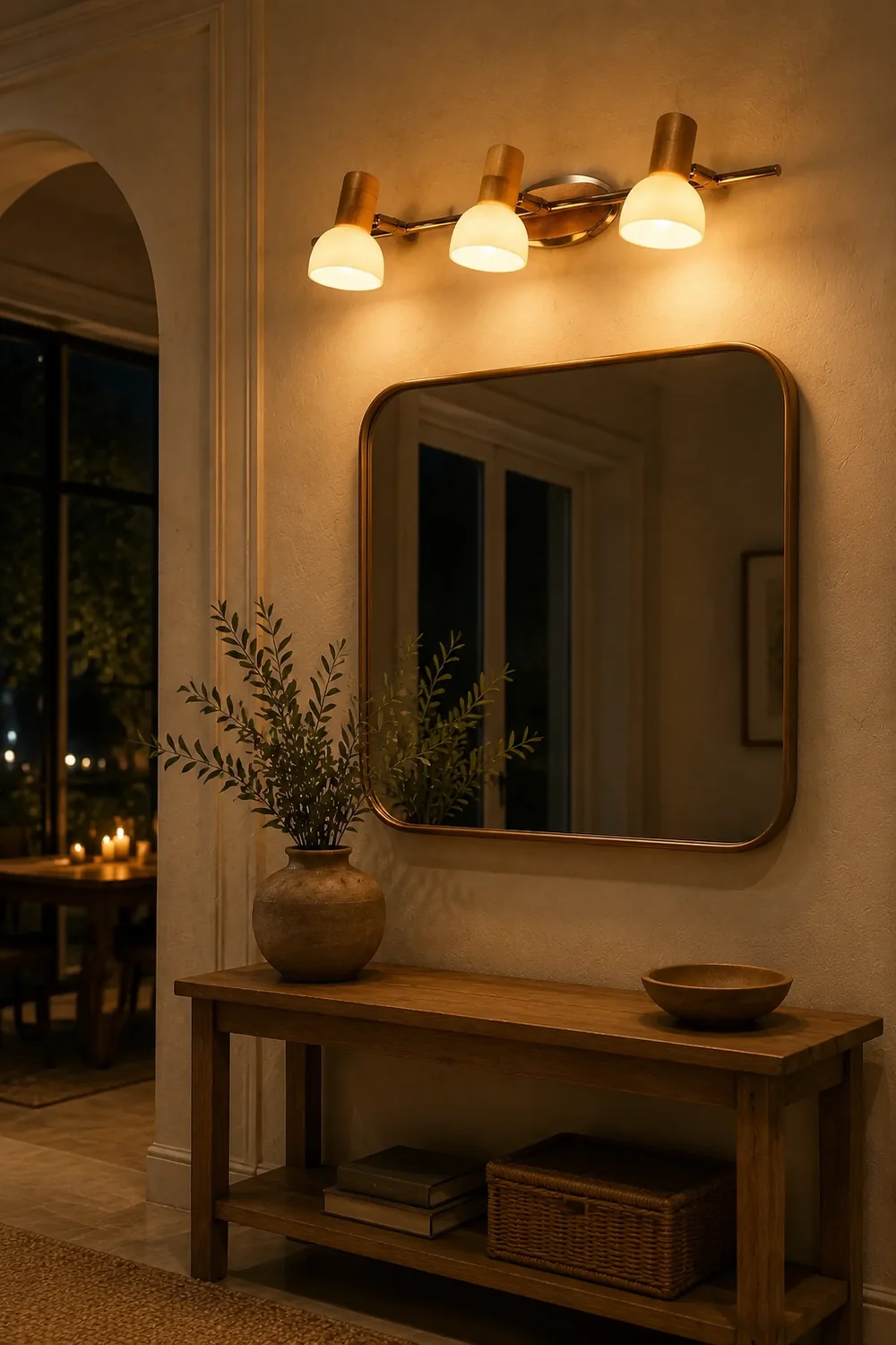 Ozawa Multi Dome Mirror Front Wooden Vanity Wall Lamp, Log Color - Lumpaz