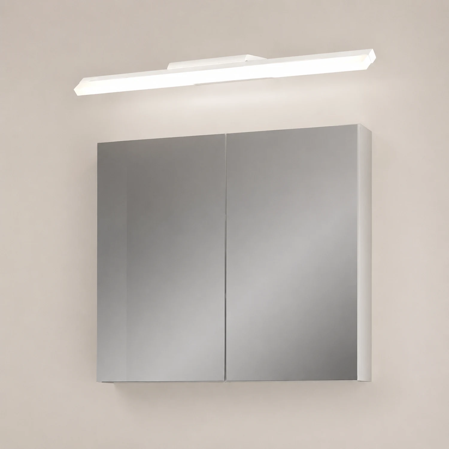 Leigh Minimalist Linear Metal/Acrylic Wall Lamp, White, Bathroom - Lumpaz