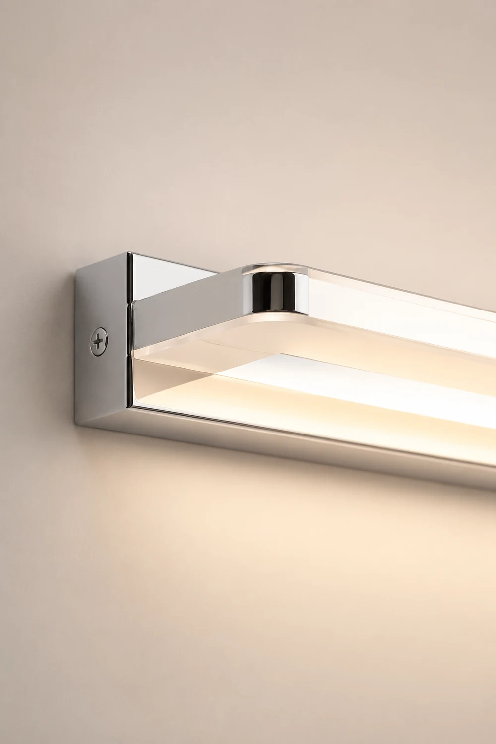 Leigh Nordic Linear Metal Mirror Front Wall Lamp, Chrome/Black - Lumpaz