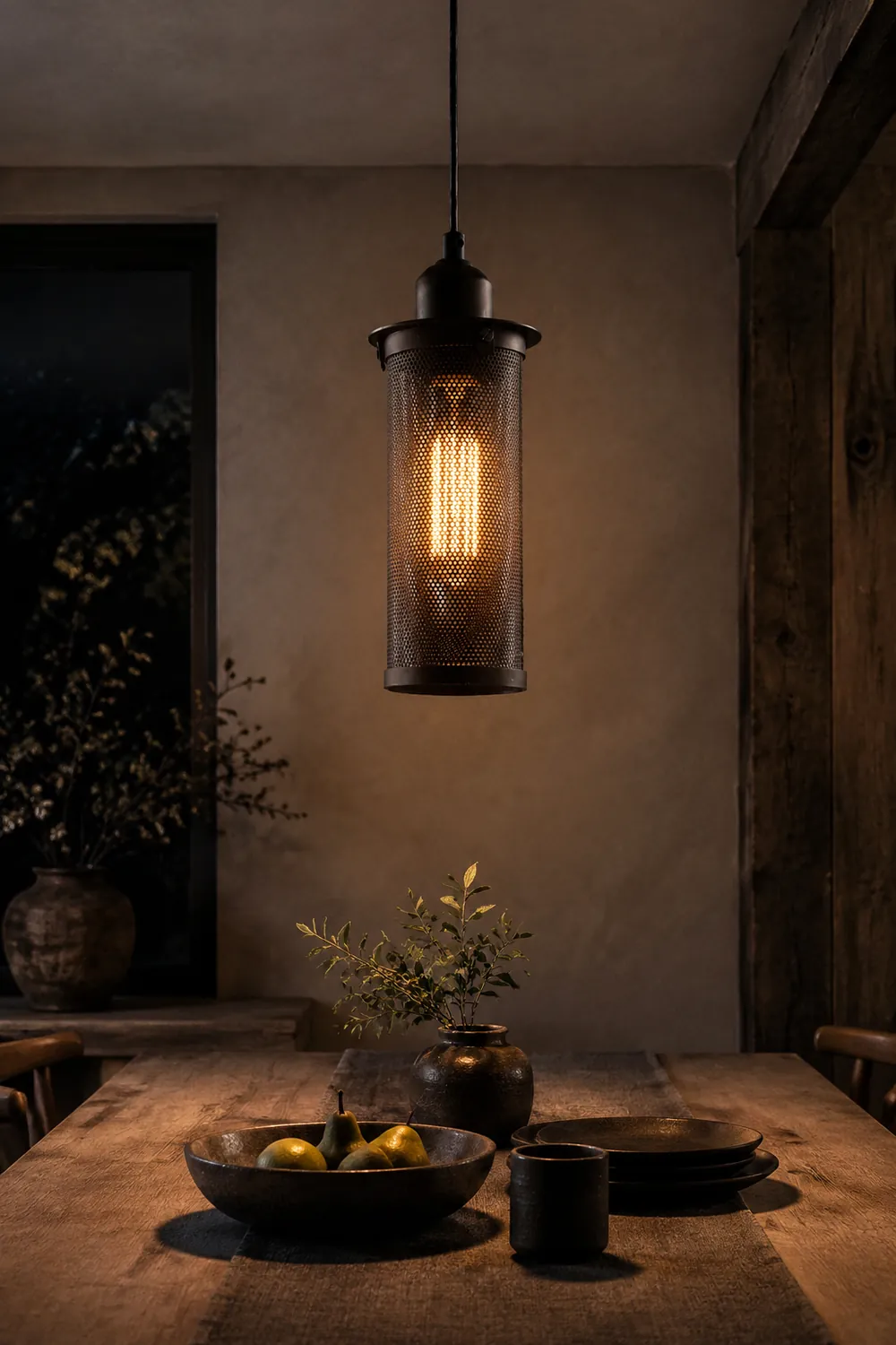Sanna Industrial Metal Pendant Light, Black/Rust - Lumpaz