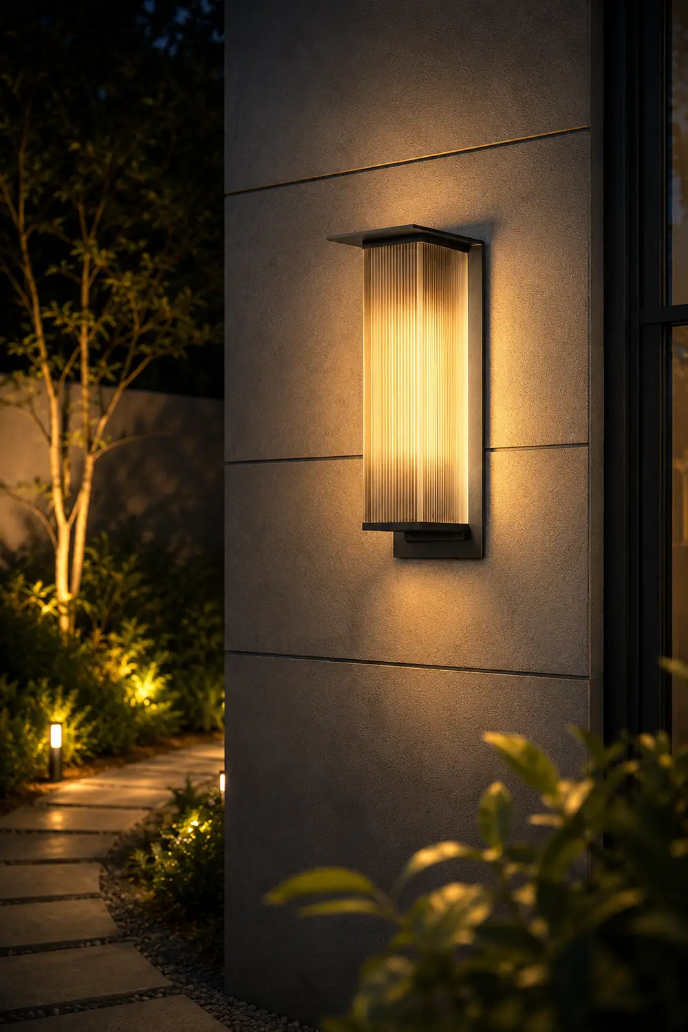 Orr Modern Rectangular Metal Outdoor Wall Lamp, Black - Lumpaz