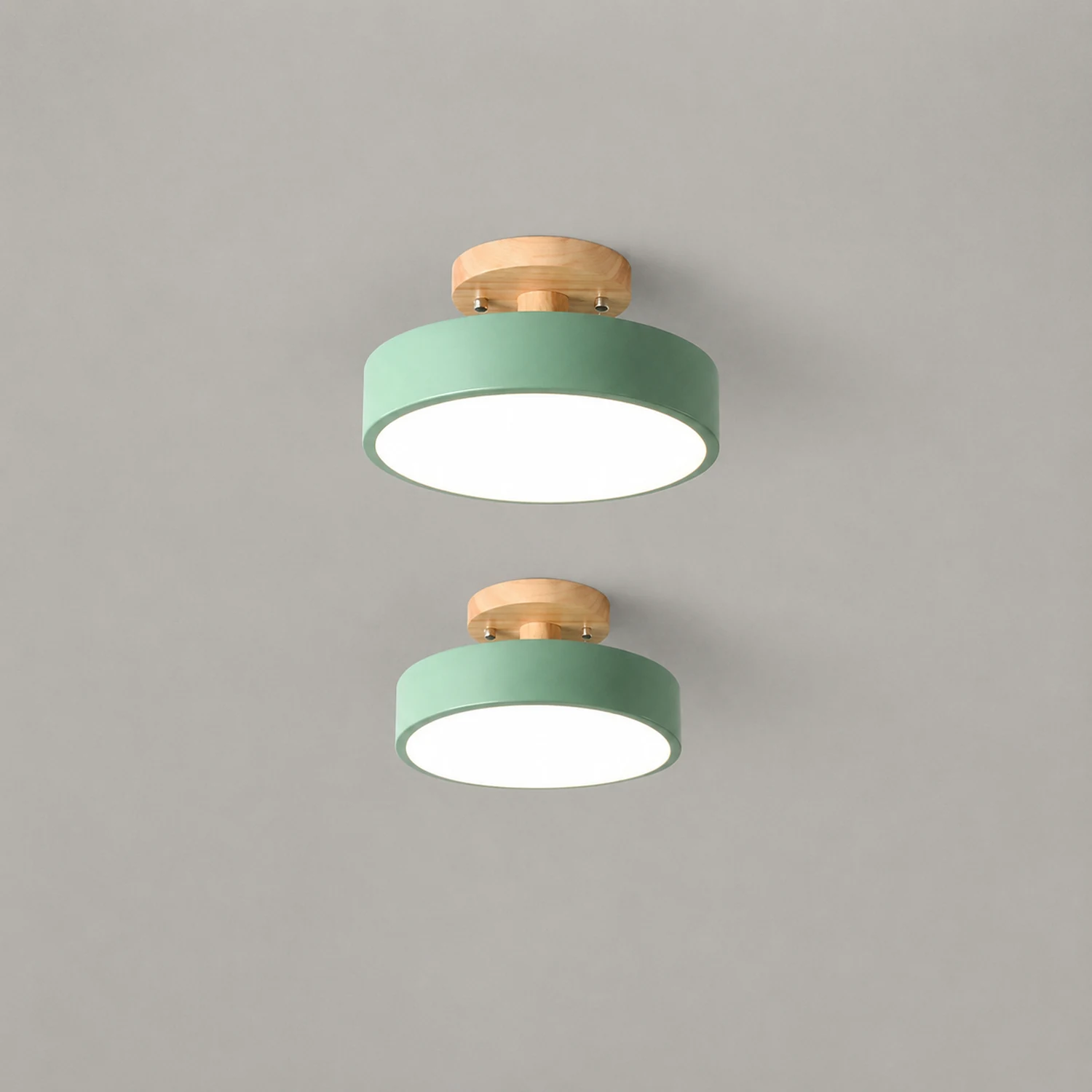 Quinn Round LED Flush Mount Ceiling Light Modern Wood/Acrylic - Lumpaz