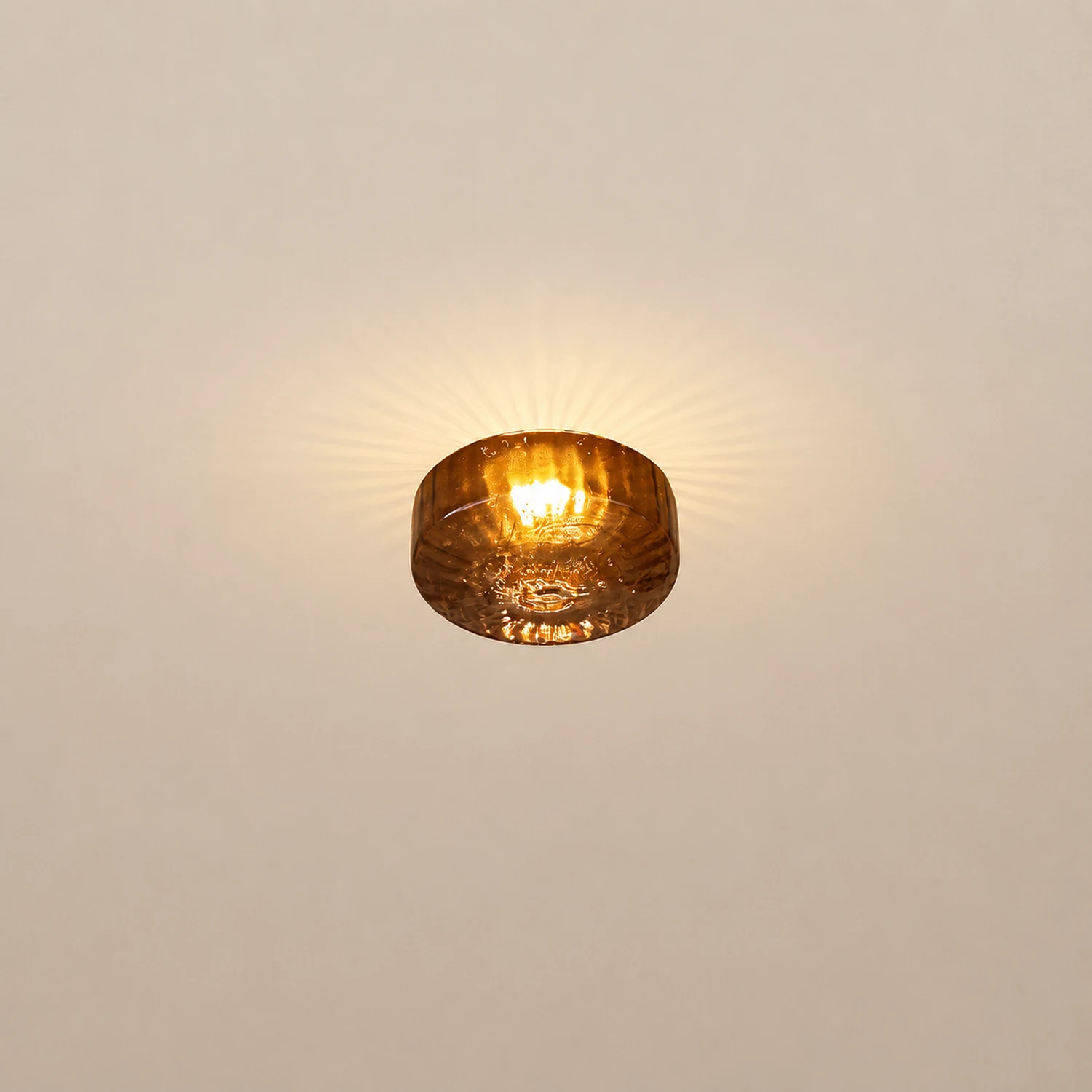 Hailie Modern Round Flush Mount Ceiling Light Brown Metal/Glass Kitchen/Living Room - Lumpaz
