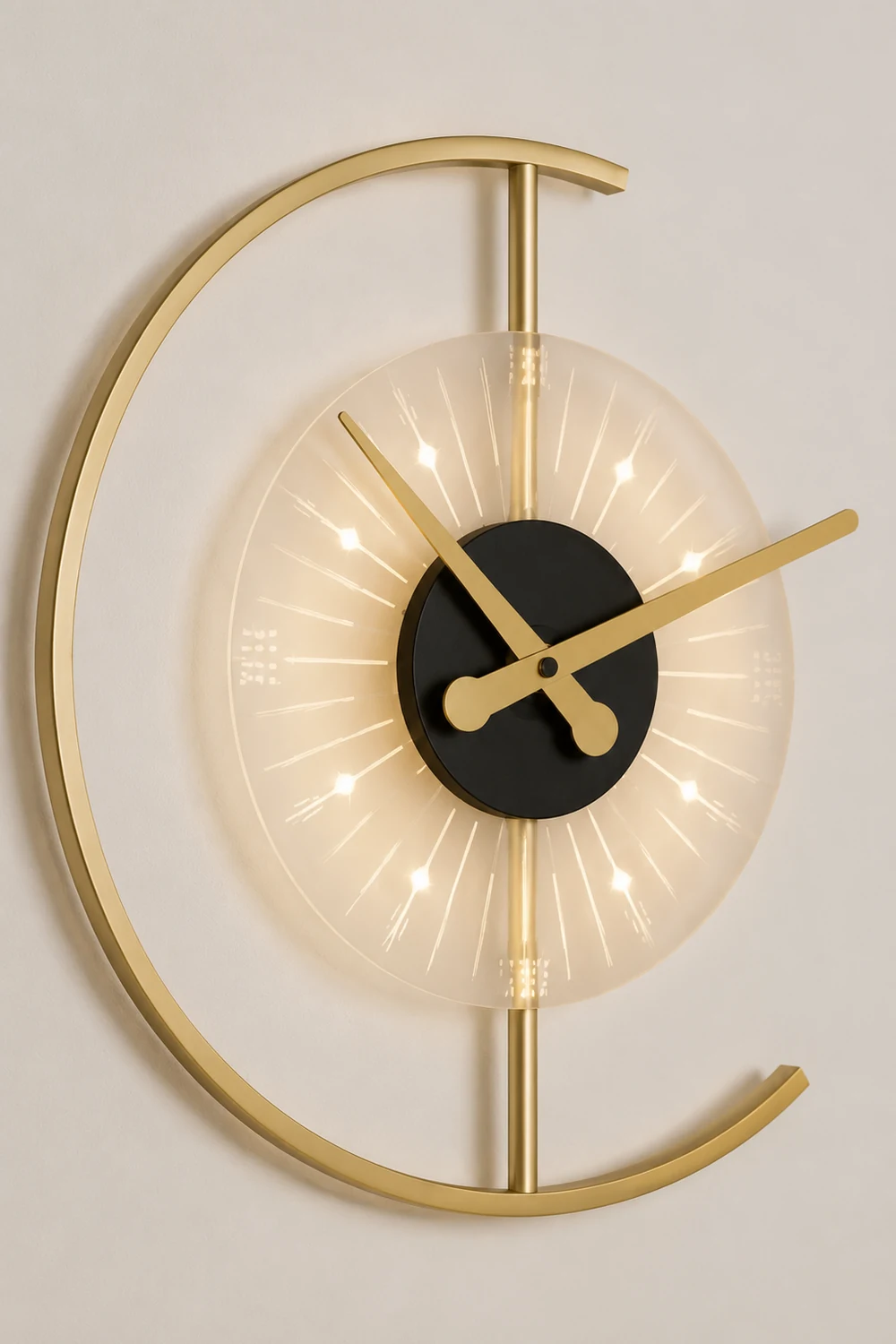 Nielsen Modern Clock Metal/Acrylic LED Wall Lamp, Black/Gold - Lumpaz