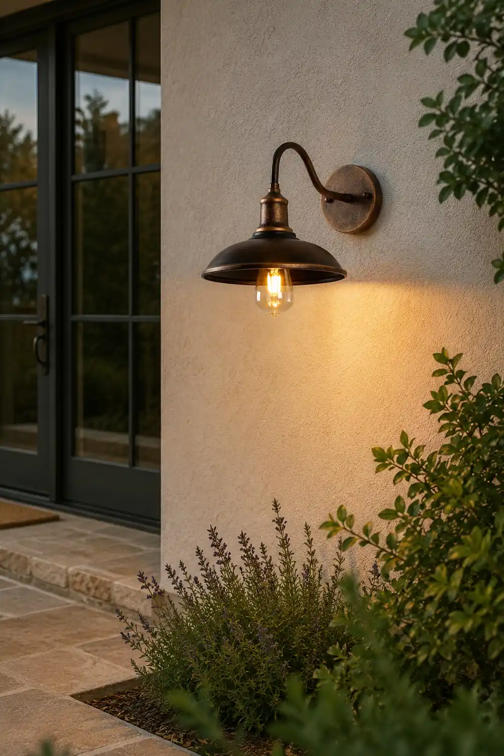 Alessio Rustic Bowl Shaped Metal Outdoor Wall Lamp, Antique Brass - Lumpaz