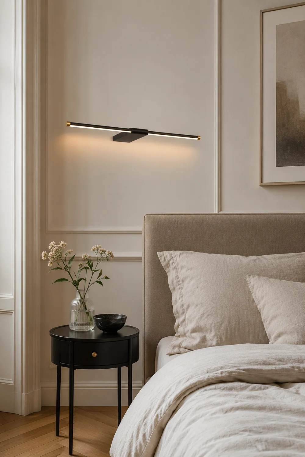 Edge Minimalist Linear Mirror Front Metal Wall Lamp, Black/Gold - Lumpaz