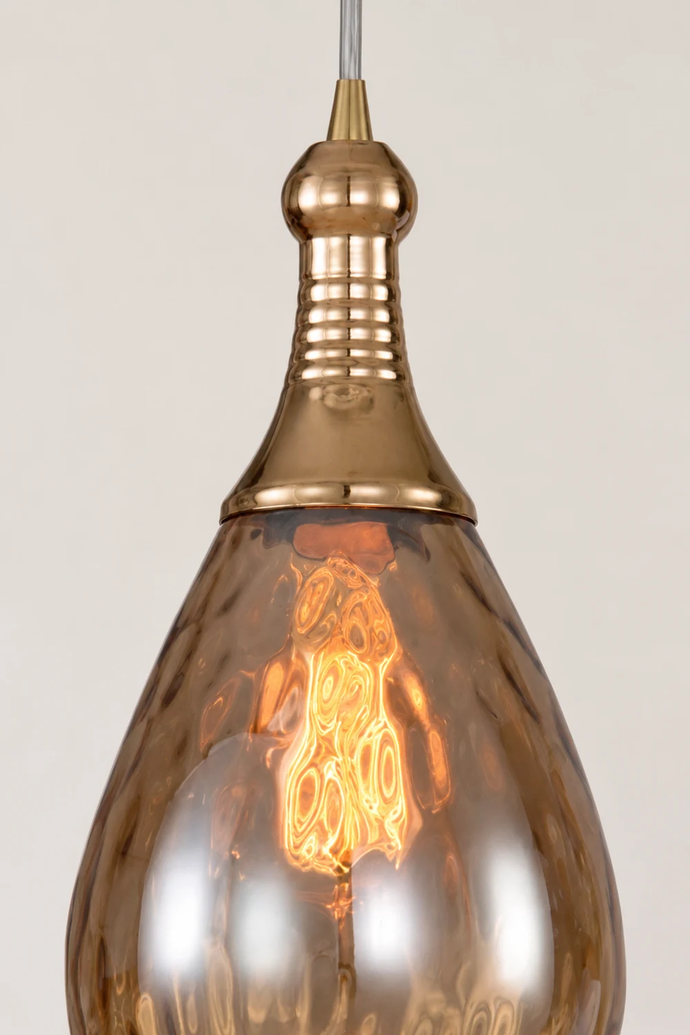 Avi Industrial Teardrop Glass Pendant Light, Black/Brass - Lumpaz