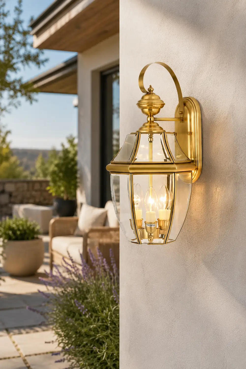 Alessio Vintage Lantern Metal Outdoor Wall Lamp, Gold - Lumpaz