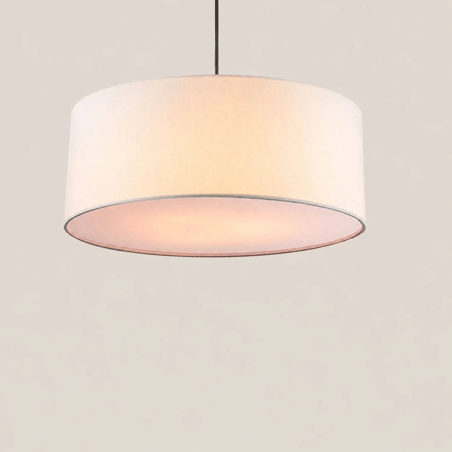 Renée Modern Fabric Drum Pendant Light Black/White Metal/Fabric - Lumpaz