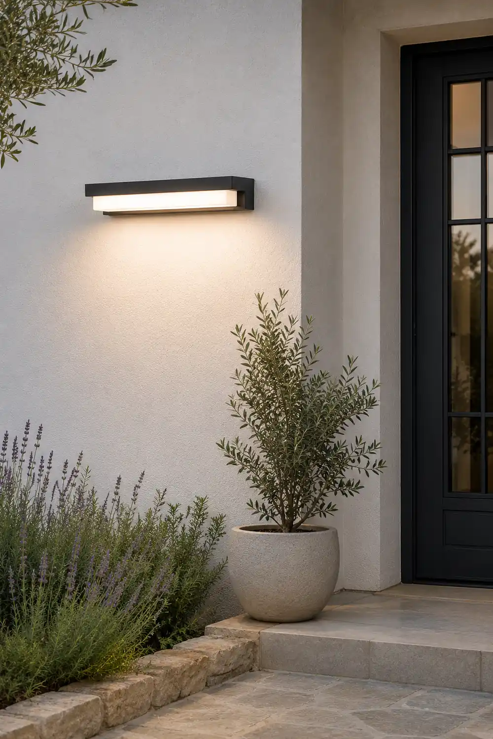 Orr Minimalist Solar Linear Acrylic Outdoor Wall Lamp, Black - Lumpaz