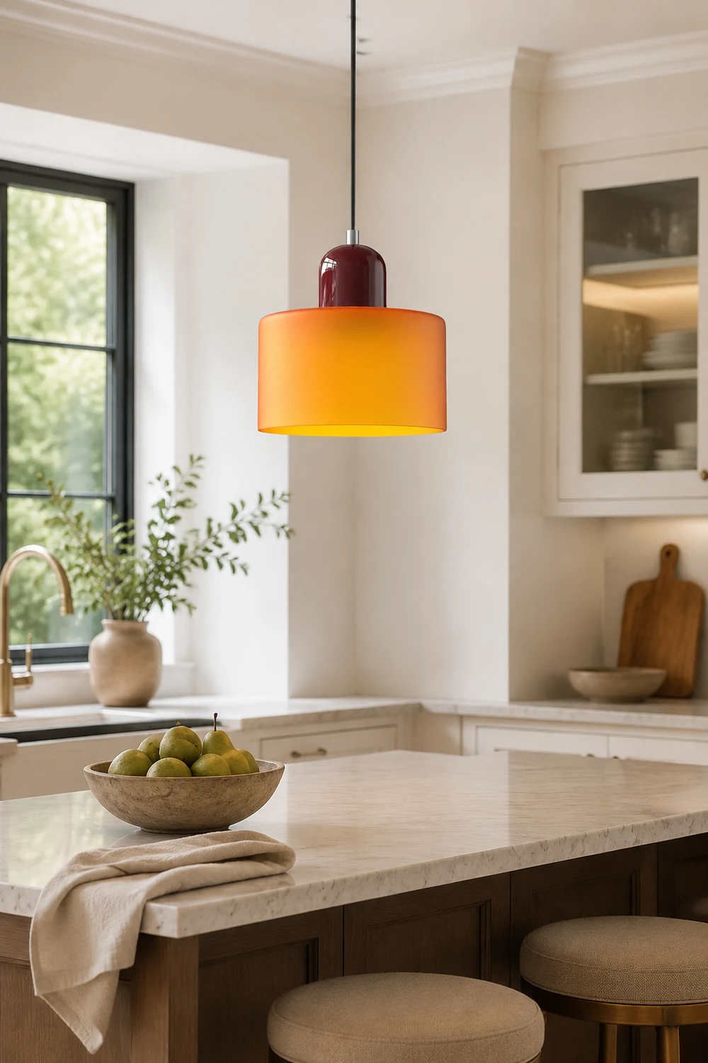 Morandi Modern White Glass Kitchen Island Pendant Light - Lumpaz