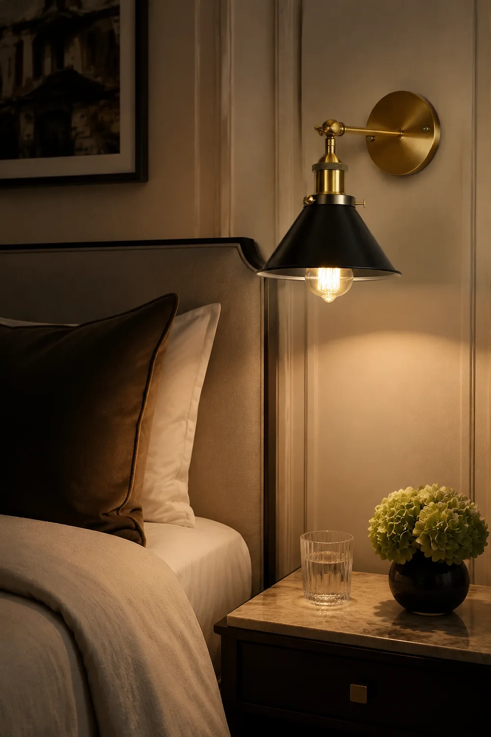 Brady Industrial Vintage Cone Metal Hanging Wall Lamp, Black/Gold/Silver - Lumpaz