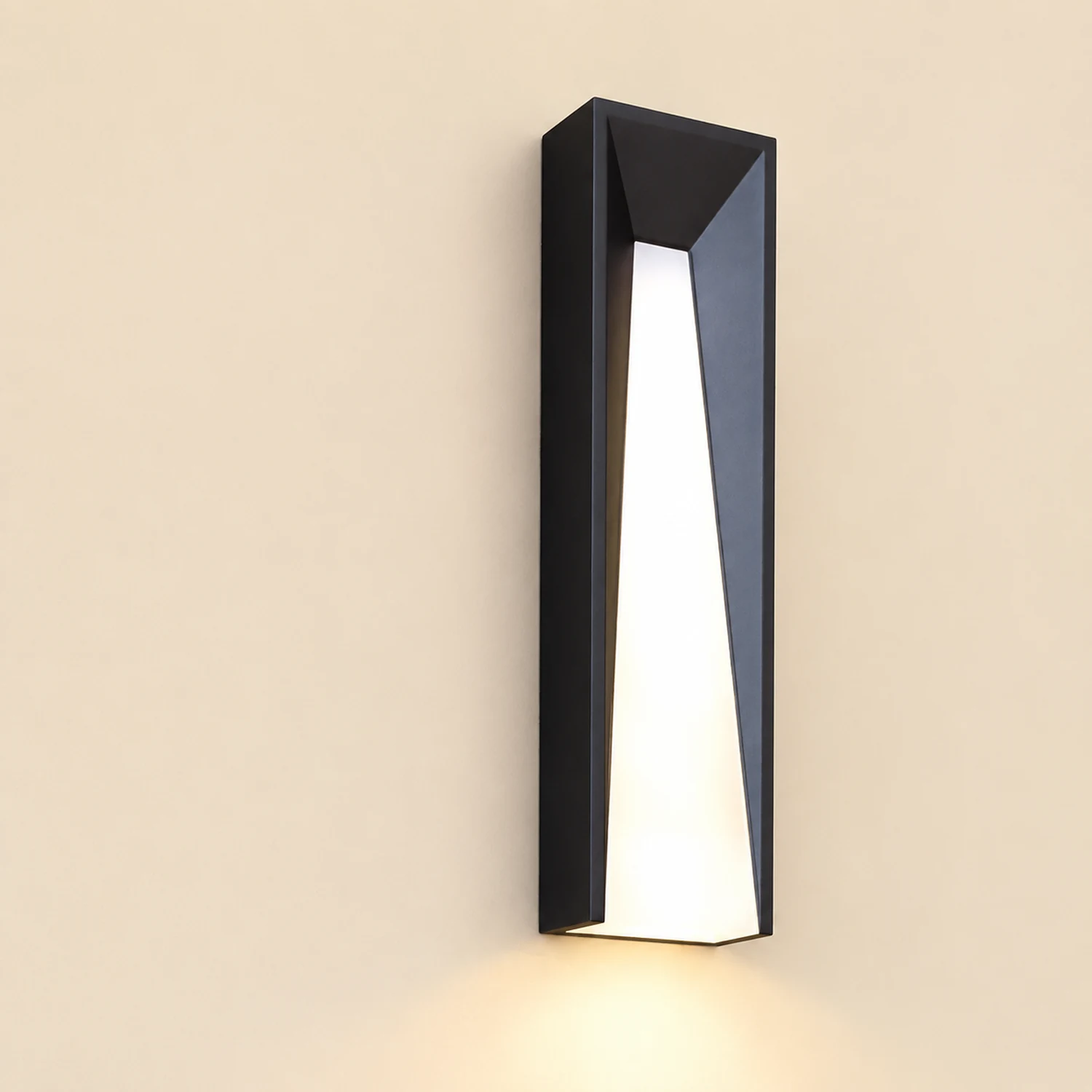 Orr Modern Rectangular Metal Outdoor Wall Lamp, Black/White - Lumpaz