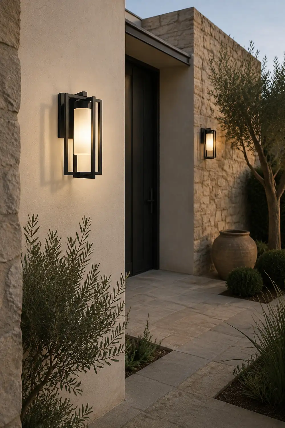 Orr Designer Rectangular Metal Outdoor Wall Lamp, Black - Lumpaz