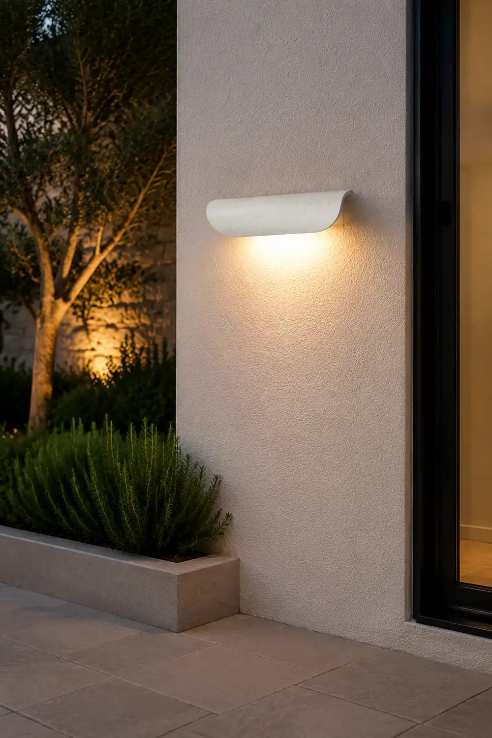 Orr Modern Outdoor Wall Lighting, Waterproof, Curved, Black & White - Lumpaz