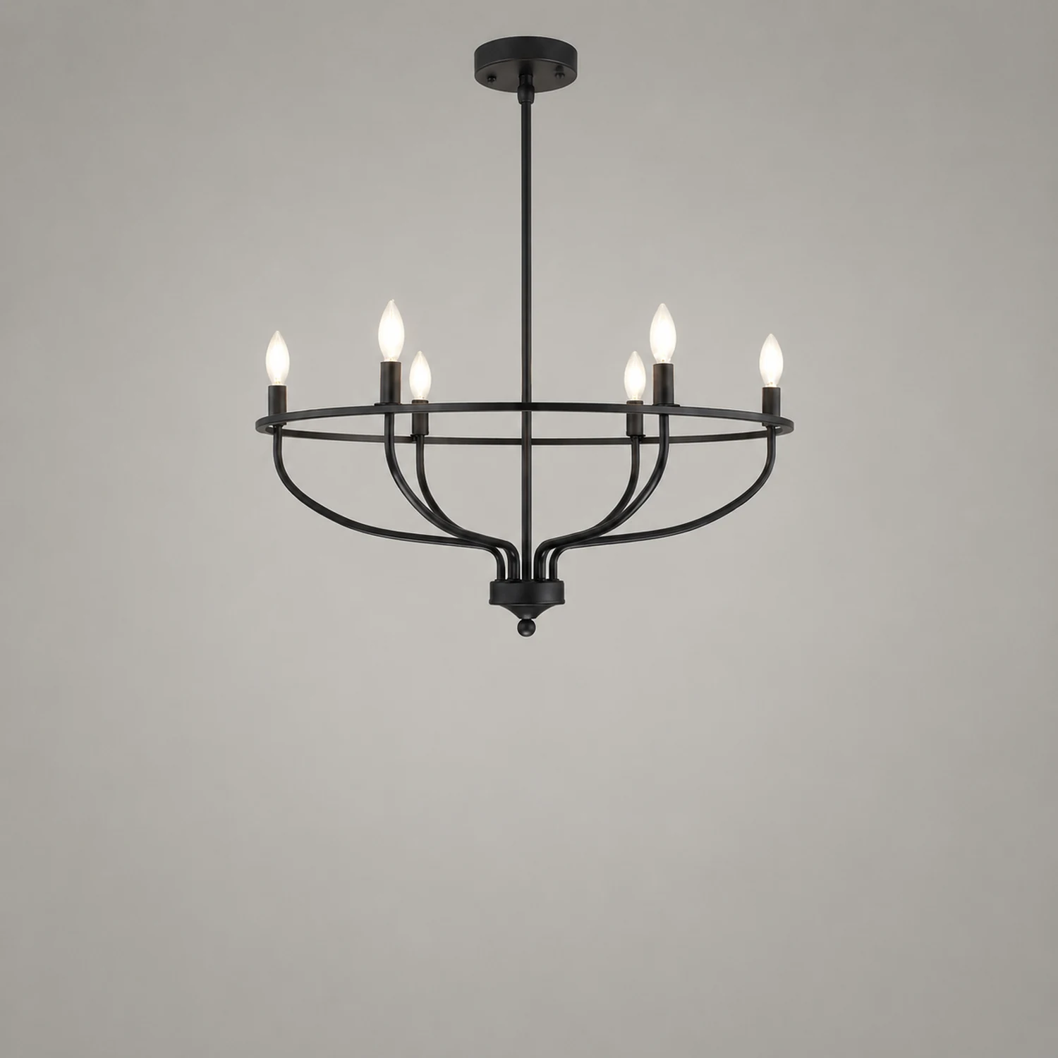 Silva Industrial Metal Candle Chandelier Black/Champagne Living Room/Bedroom - Lumpaz