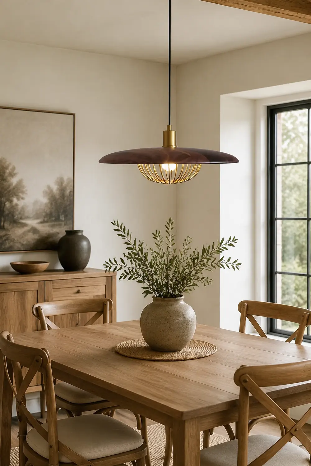 Cairns Modern Nordic Sutle Metal Pendant Light, Gold/Brown/Gray/Brown/Wood - Lumpaz