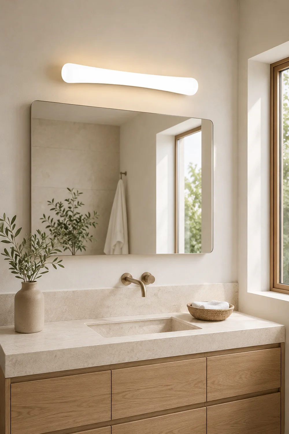 Edge White Mirror Front Vanity Wall Lamp, Acrylic - Lumpaz