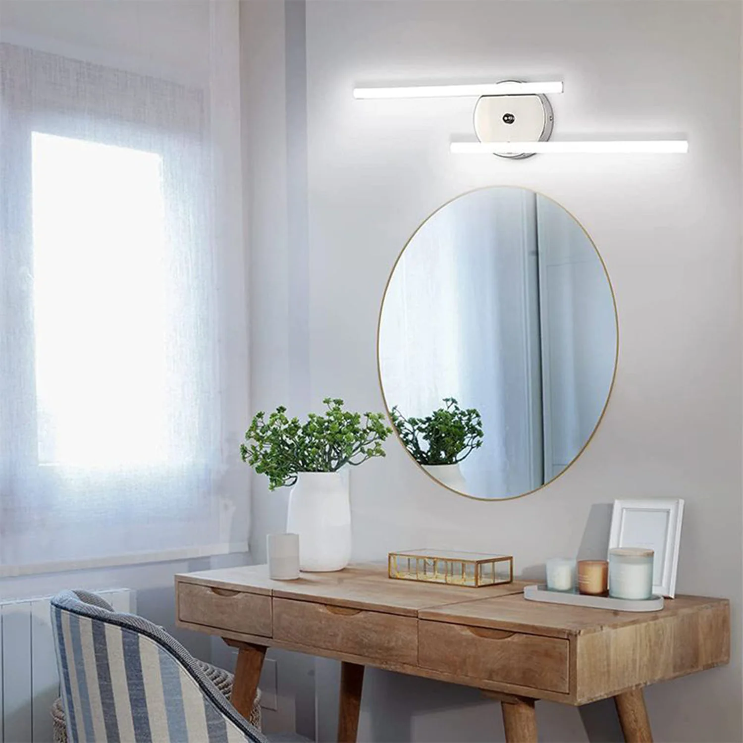 Edge Modern Double Linear Metal Wall Lamp, Black/Silver - Lumpaz