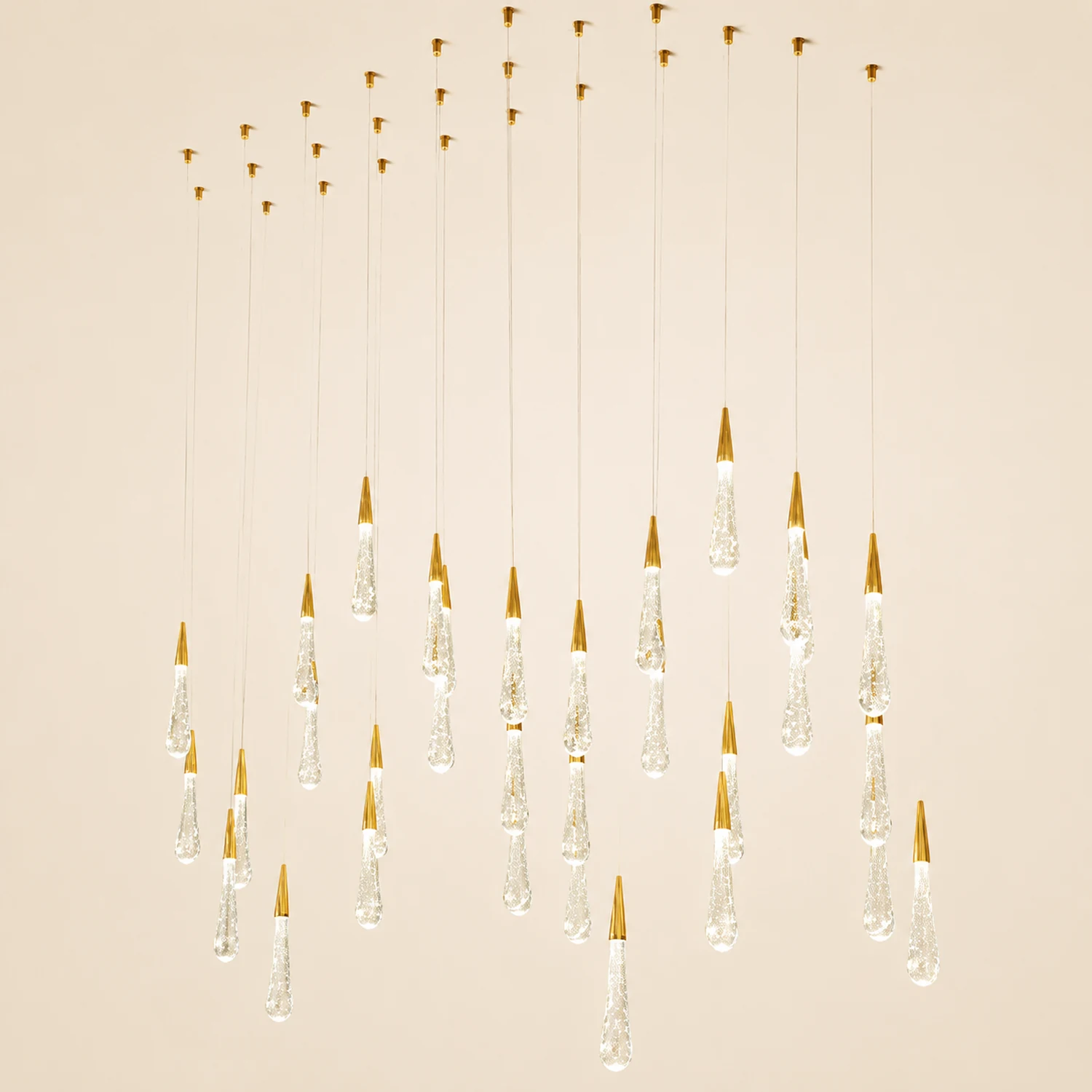 Kristy Modern Designer Teardrop Crystal Pendant Light, Gold - Lumpaz