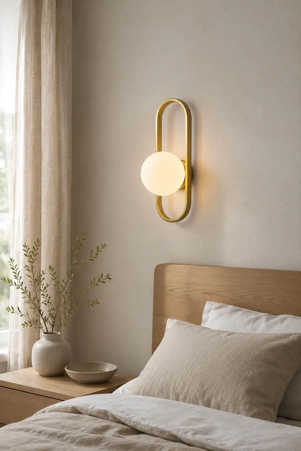 Valentina Modern Globe Bedside Wall Lamp Mount for Bedroom & Reading Room, Gold/Black - Lumpaz