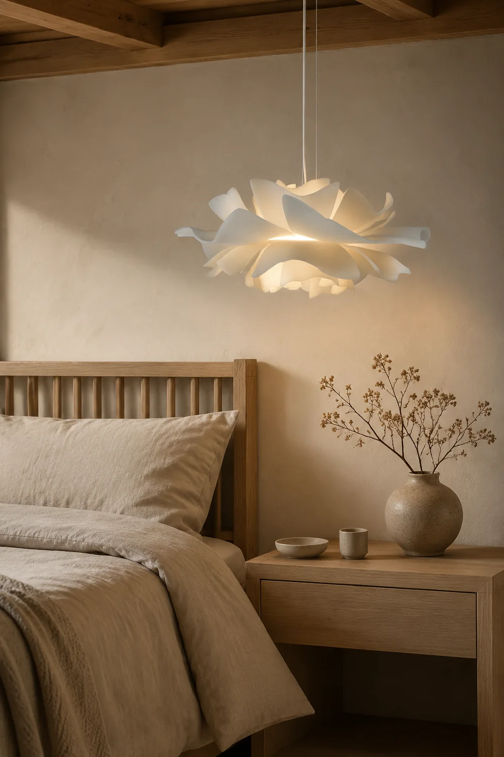 Bella Elegant Flower Pendant Light White Metal/Acrylic Living Room - Lumpaz
