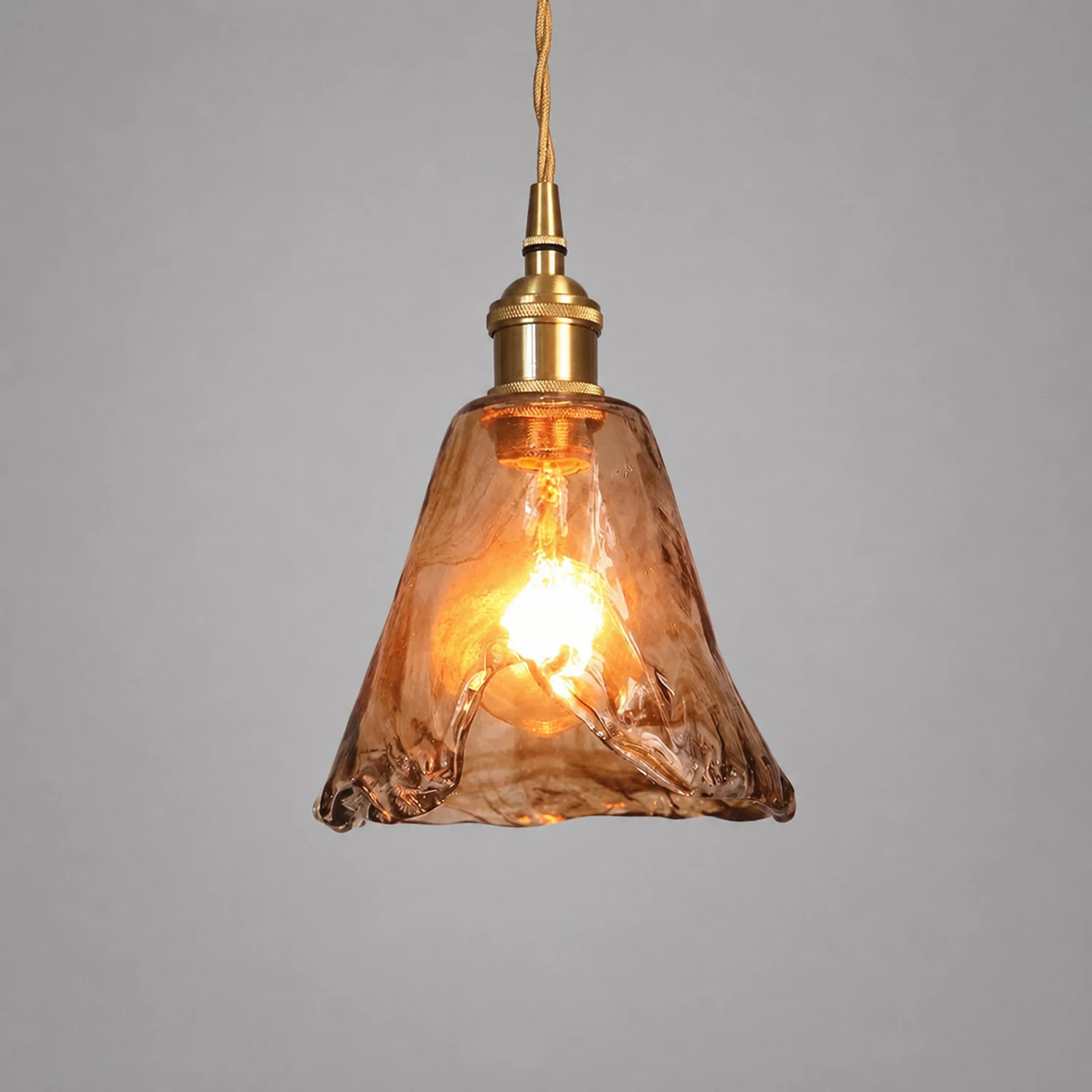 Levy Vintage Style Industrial Pendant Light Retro Metal Glass Brass - Lumpaz