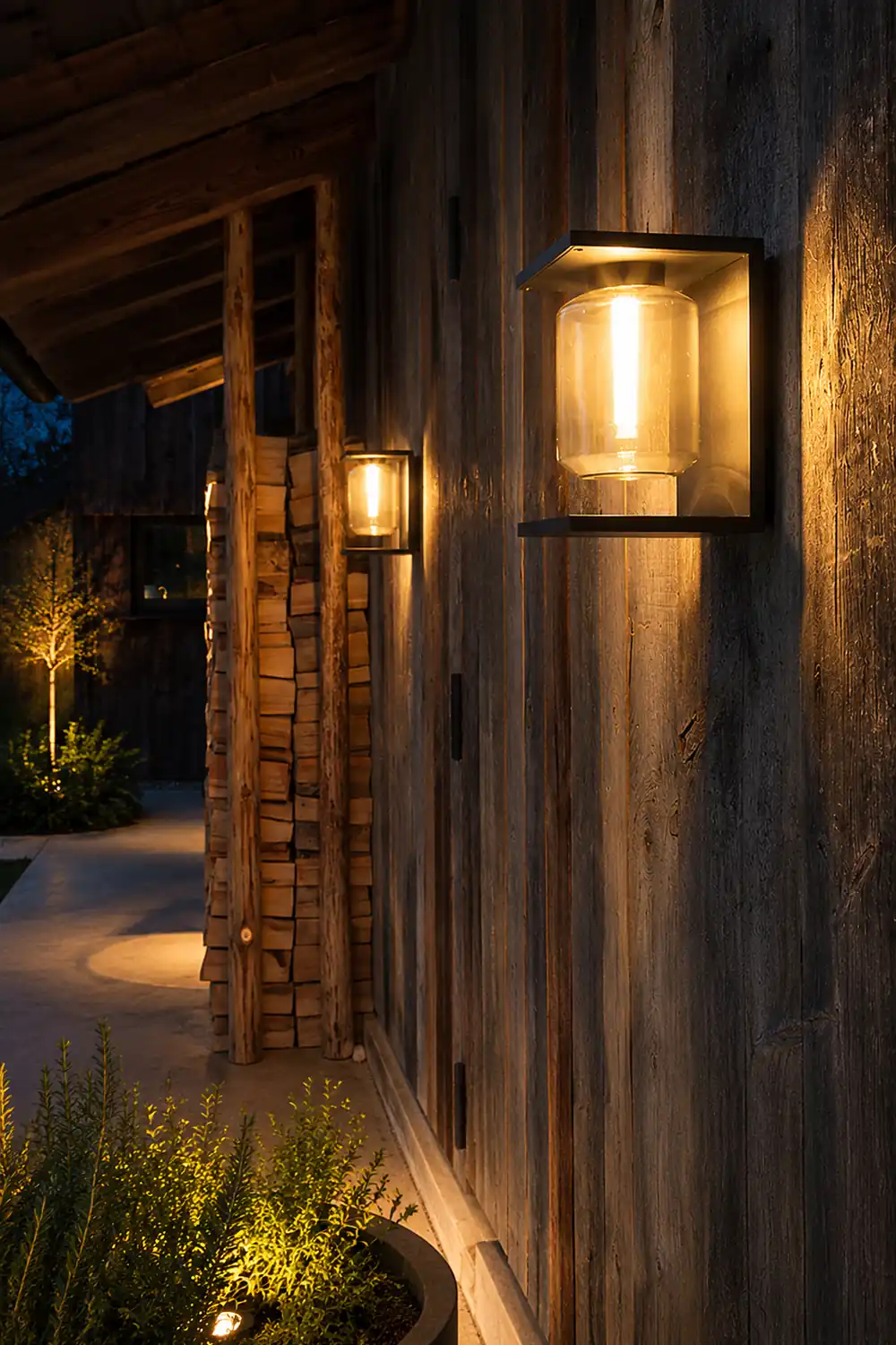 Orr Modern Rectangular Metal/Glass Lantern Solar Outdoor Waterproof Wall Lamp，Black/Gray - Lumpaz