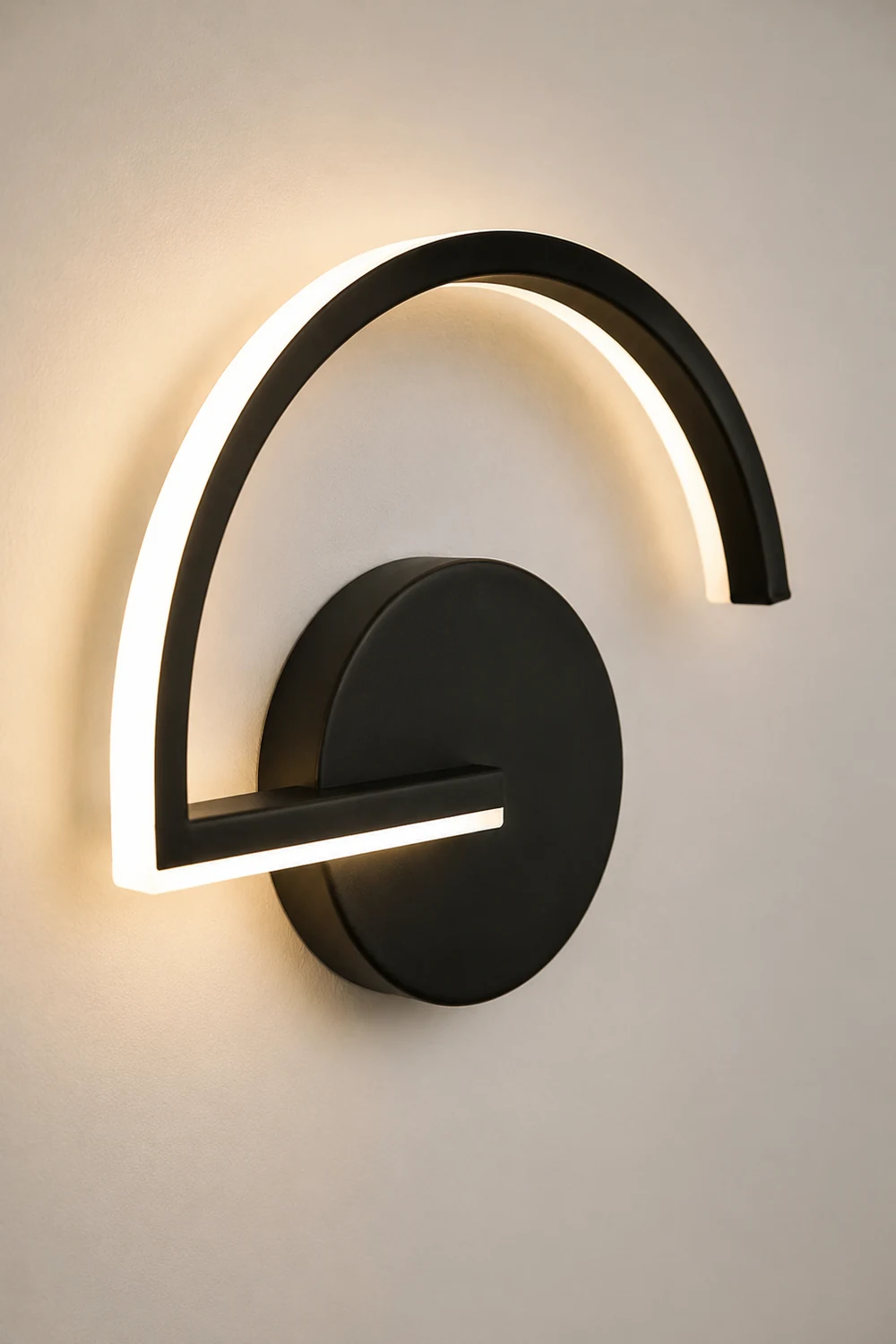 Lacey Minimalist Linear Semicircular Metal Decor Wall Lamp, Black/White - Lumpaz