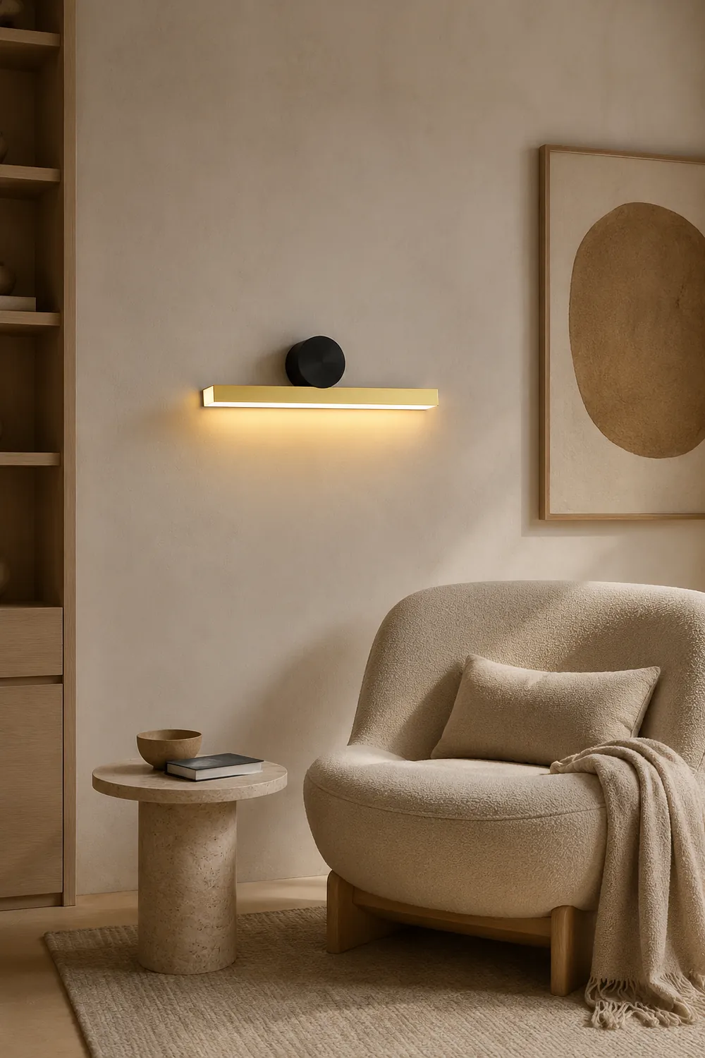Edge Modern Geometric Metal Wall Lamp, Black & Gold, Bedroom - Lumpaz
