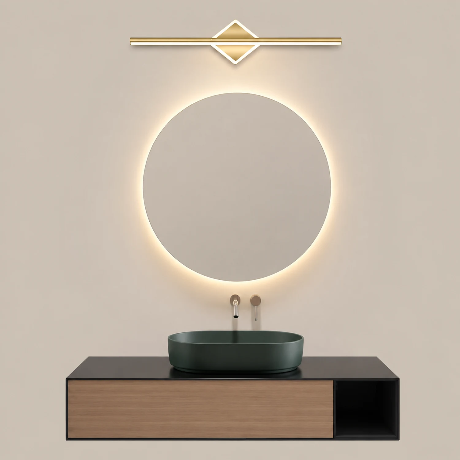 Leigh LED Linear Mirror Front Vanity Wall Lamp Black/Gold - Lumpaz