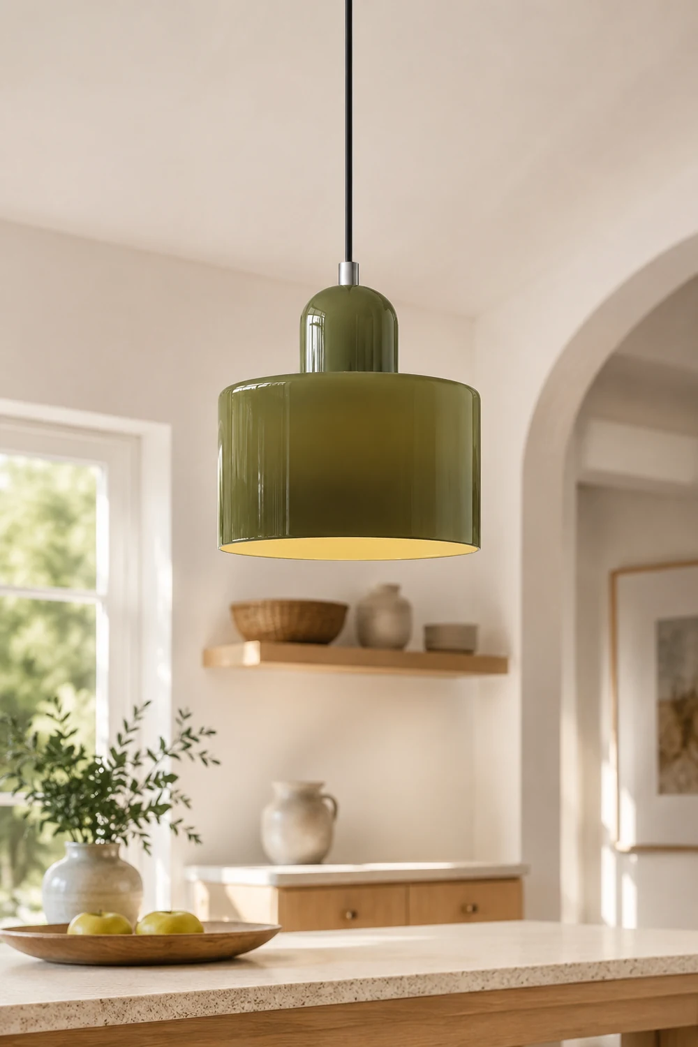 Morandi Modern White Glass Kitchen Island Pendant Light - Lumpaz