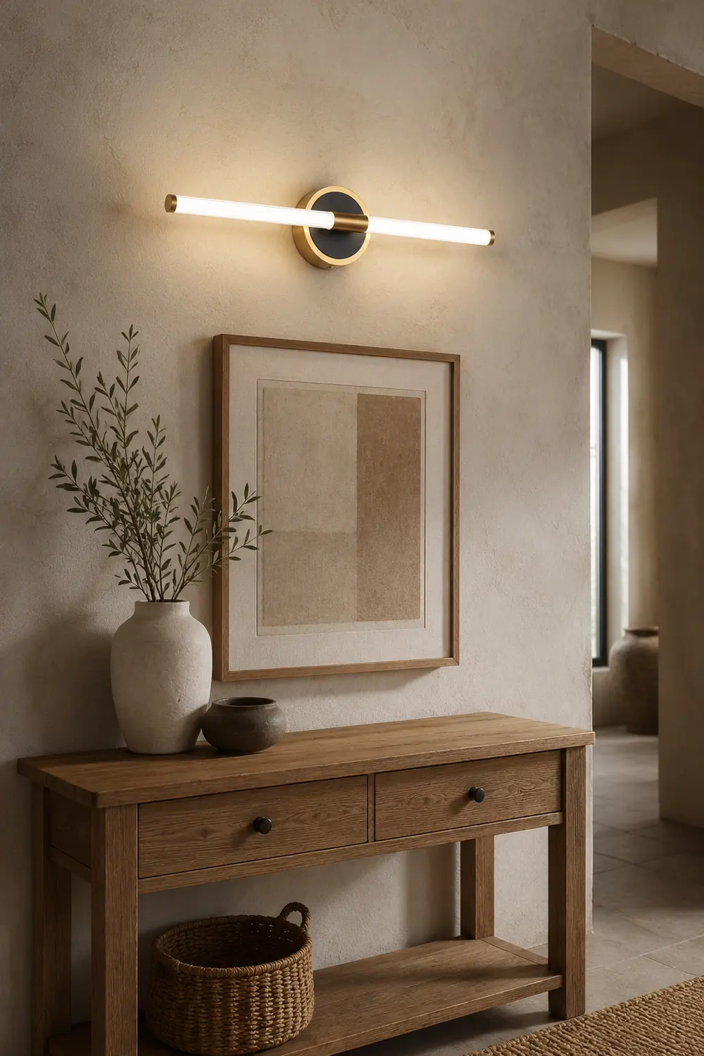 Leigh Designer Linear Mirror Front Vanity Wall Lamp, Cooper/Black - Lumpaz