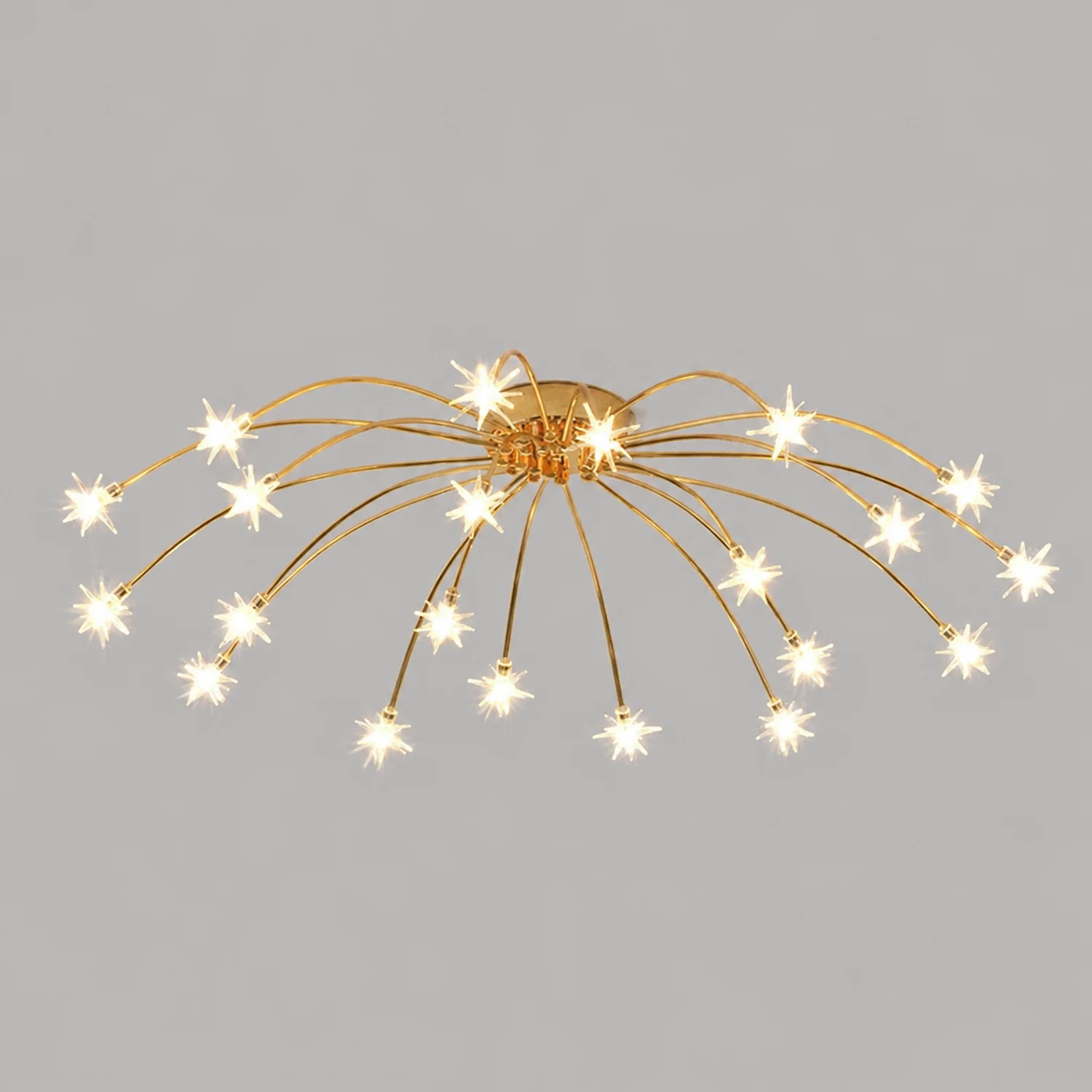 Madina Art Deco Starry Metal/Glass Flush Mount Ceiling Light Black/Gold/Chrome - Lumpaz